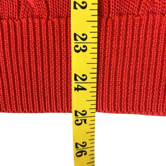 Lauren Ralph Lauren Wide Neck Cozy Red Cable Knit Sweater Silky Cotton Blend XL - Picture 9 of 14